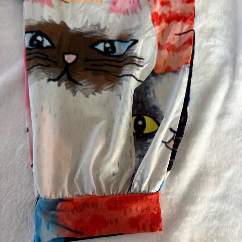 Colorful Cat Print Harem Style Jumpsuit Adj Straps XS/S - Picture 6 of 6